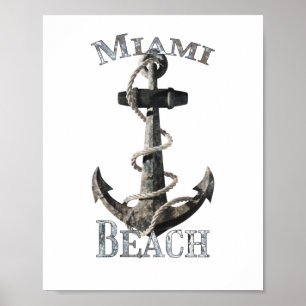 Poster Flórida de Miami Beach Flórida Anchor Náutico Sail