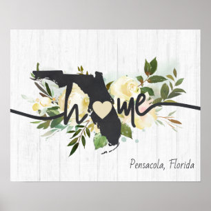 Poster Flórida Estado Personalizado Sua Cidade Natal Rúst