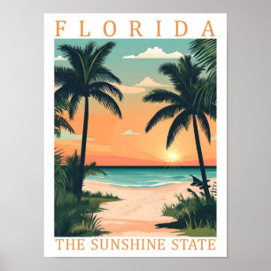 Poster Flórida, Estado Sunshine, EUA, Viagem Place