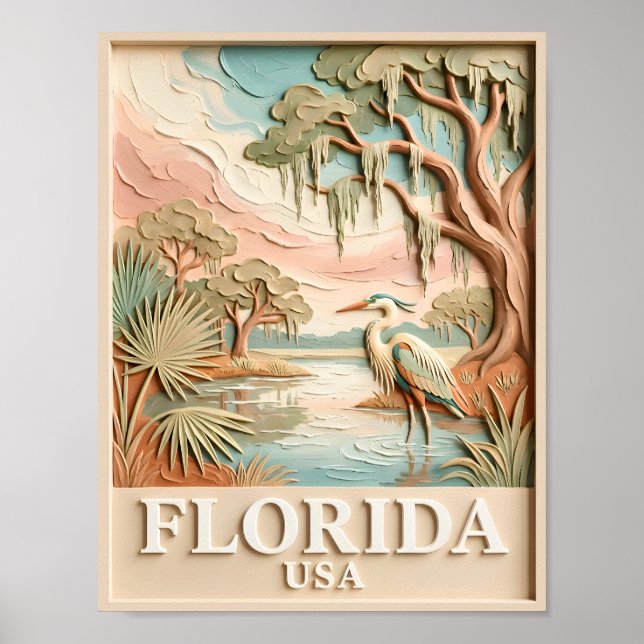 Poster Florida Everglades Wildlife Bird Texture Landscape (Frente)