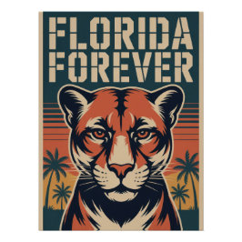 Pôster Florida Panther Forever Vintage Travel Poster Art