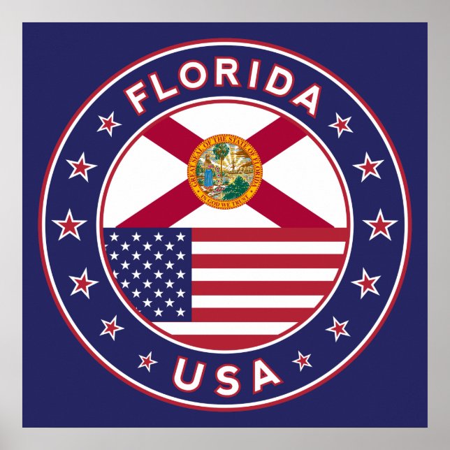 Poster Flórida, poster, tamanho médio, azul (Frente)