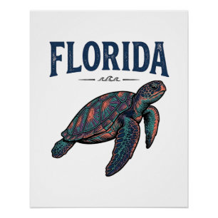 Pôster Florida Sea Turtle Vintage Engraving Gráfico_1