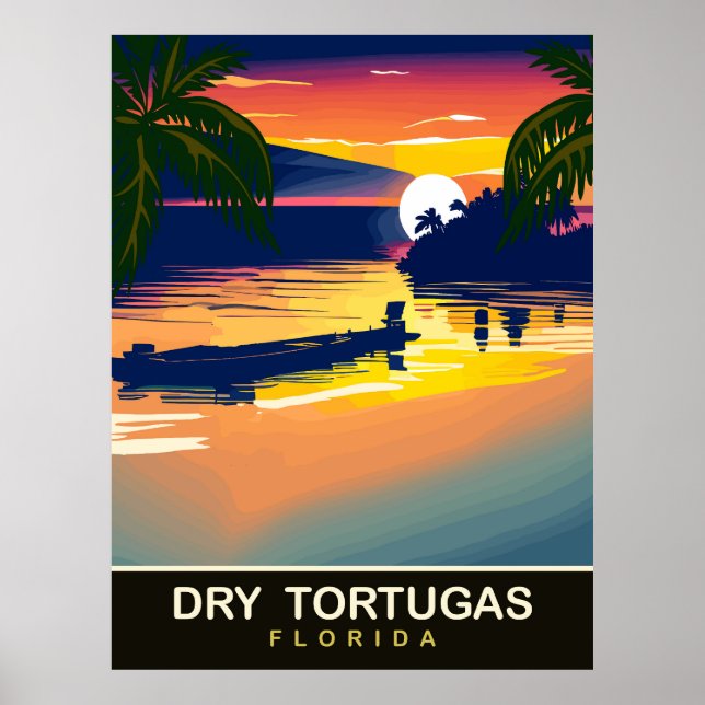 Poster Flórida Sunset em Dry Tortugas, Viagem (Frente)