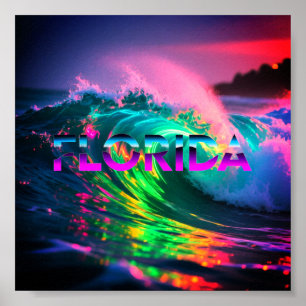 Poster Flórida – Vibrações de Onda Neon