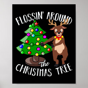 Poster Flossin Ao Redor Da Árvore De Natal Flautista