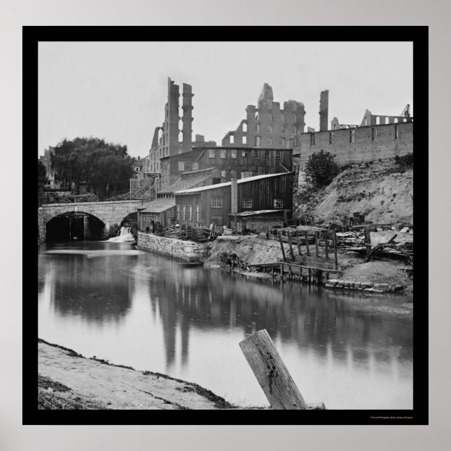 Poster Flour Mill pelo James River & Richmond, VA 1865 (Frente)