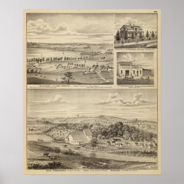 Pôster Flour Mills, Isenours Glenwood, Minnesota (Frente)