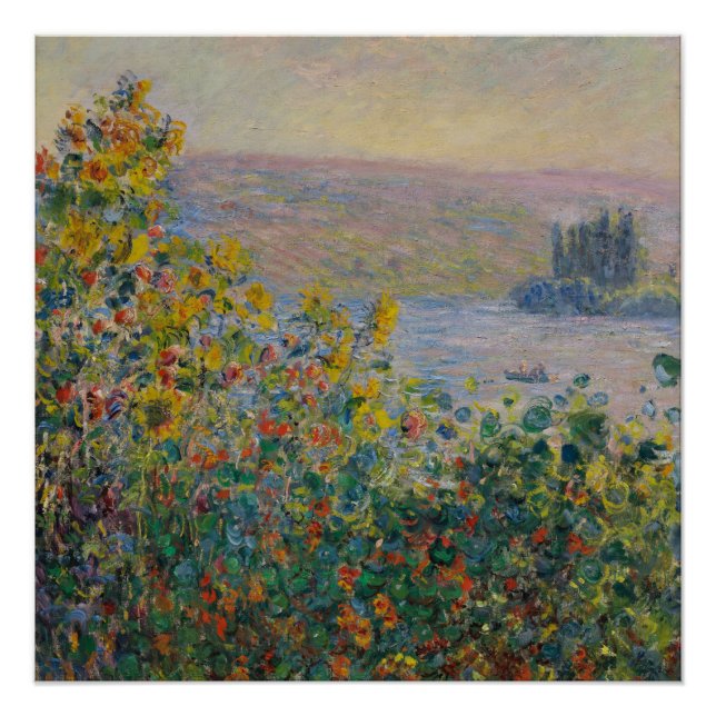 Pôster Flower Beds em Vétheuil - Claude Monet (Frente)