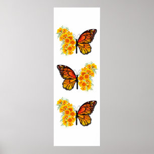 Poster Flower Butterfly with Yellow California Poppy