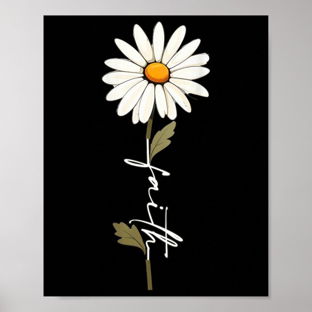 Poster Flower Faith God Cursive Writing Jesus Cross Art O (Frente)