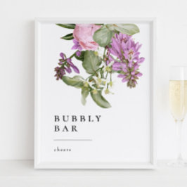 Poster Flower Garden Bridal Shower Bubbly Bar Sign
