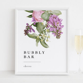 Poster Flower Garden Bridal Shower Bubbly Bar Sign
