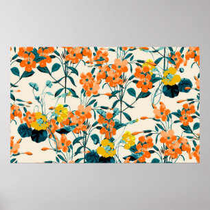 Poster Flower Garden. Small Cute Florals and Branches Swe