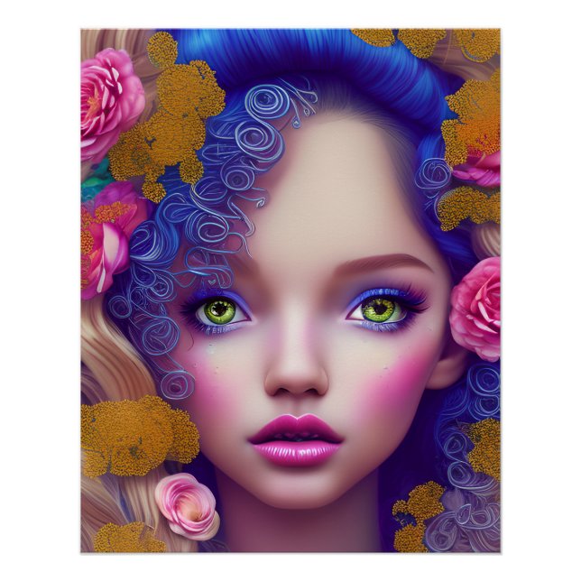 Pôster Flower Girl Princess Inspirada na Cultura Ucranian (Frente)