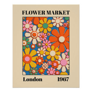 Pôster Flower Market London 1967 Colorful Retro Floral