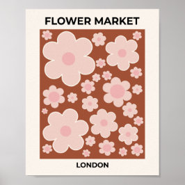 Poster Flower Market London Retro Flower Terracotta Beige