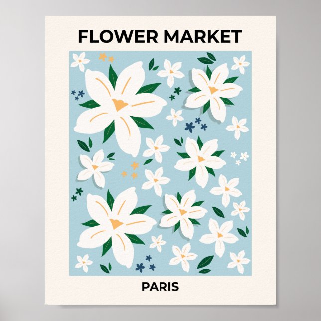 Poster Flower Market Paris Retro Floral Modern Decor (Frente)