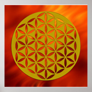 Poster Flower OF Life 2 - gold punched