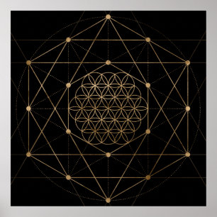 Poster Flower of Life Black and Gold