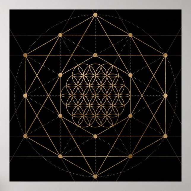 Poster Flower of Life Black and Gold (Frente)