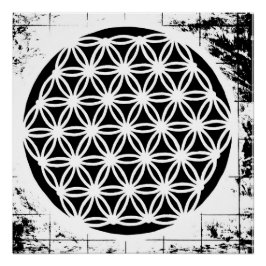 Pôster Flower of Life Grunge