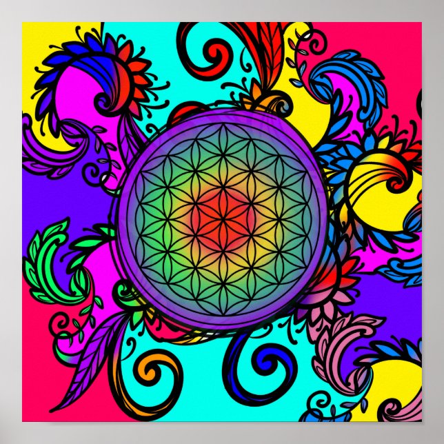 Poster Flower of life zen Chakra (Frente)