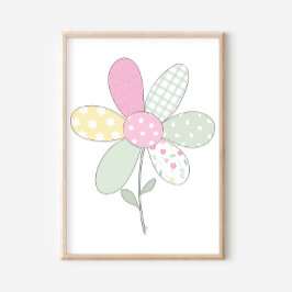 Poster  Flower on White Background Quilt Art Print Set