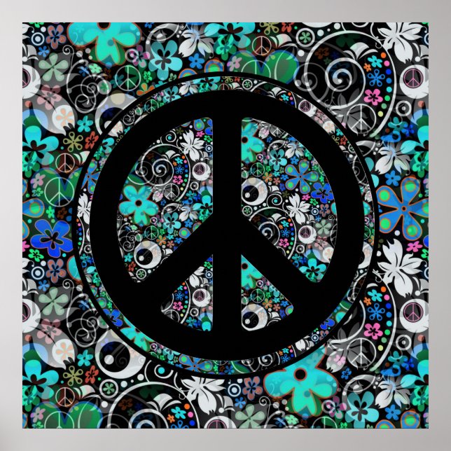 Poster FLOWER POWER PEACE (ENERGIA INFERIOR) - sinal II + (Frente)