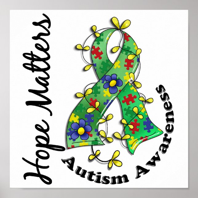 Poster Flower Ribbon 4 Hope Importa Autismo (Frente)