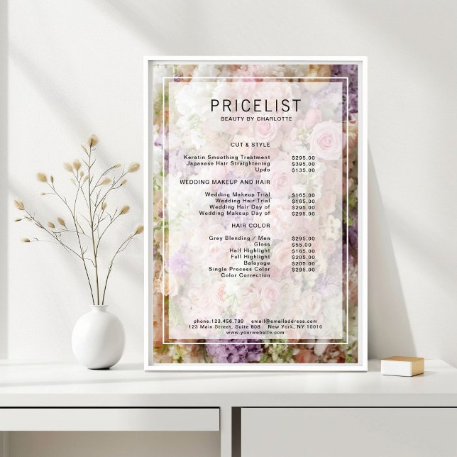 Poster Flower Salon Price List, Salon, Pricelist (Flower Salon Price List Poster)