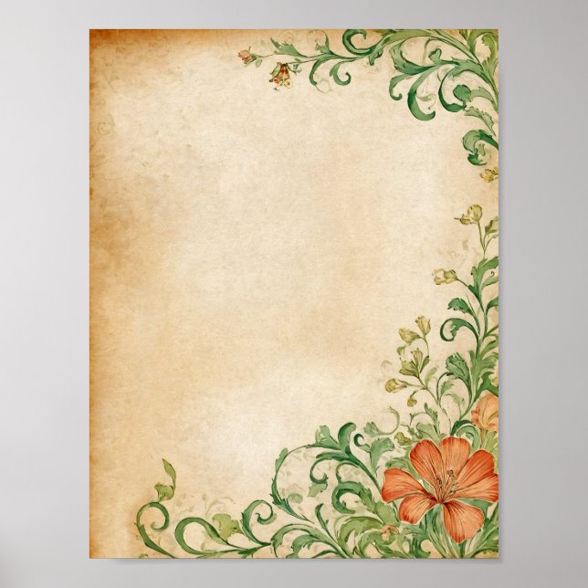 Poster Flower Scrapbook & Junk Journal Supplies Download (Frente)
