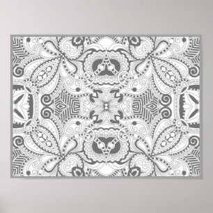 Pôster Flower Square Doodle 2