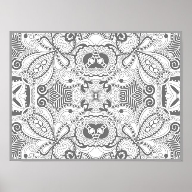 Pôster Flower Square Doodle 2 (Frente)