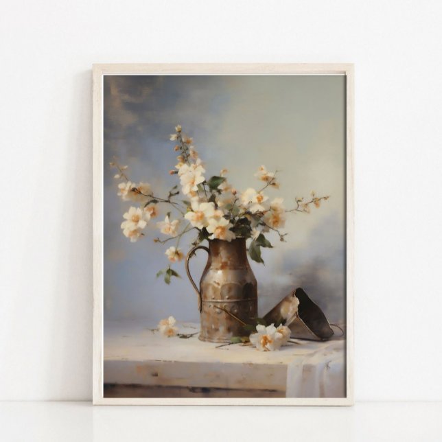Poster Flower Vase Still Life Painting, Vintage Kitchen  (Criador carregado)