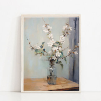 Poster Flower Vase Still Life Painting, Vintage Kitchen P