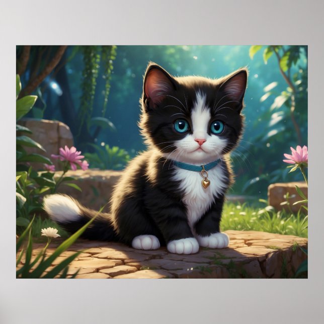 Poster *~* Flowers Garden Kitty Cat 5:4 Feline Kitten (Frente)