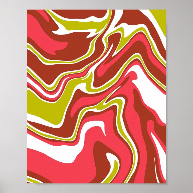 Poster Flowing Color Layers in Red, Olive Green, & White (Frente)