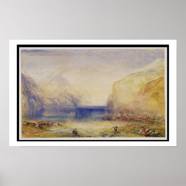 Pôster Fluelen: Manhã (em direção ao lago) 1845 ( (Frente)