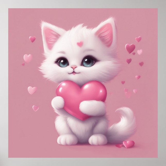 Poster Fluffy White Love Kitten (Frente)