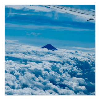 Pôster Flugzeug vor Fuji Japan Reise Skyline