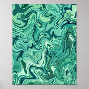 Poster Fluidez abstrato em tons de verde