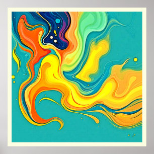 Poster Fluidez da Alegria: Ondas Abstratas
