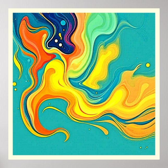 Poster Fluidez da Alegria: Ondas Abstratas (Frente)