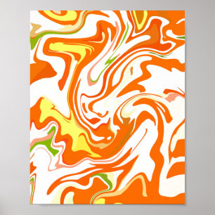 Poster Fluido Abstrato Laranja Vibrante
