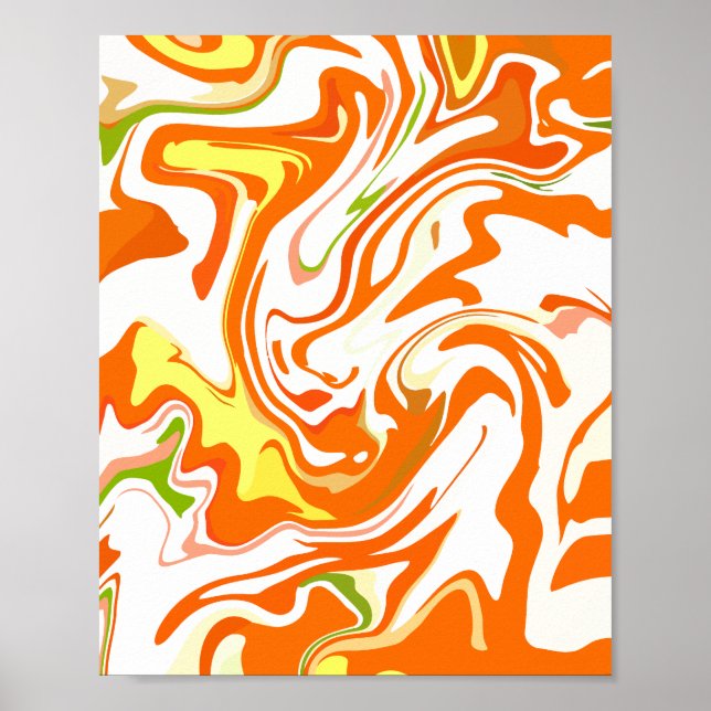 Poster Fluido Abstrato Laranja Vibrante  (Frente)
