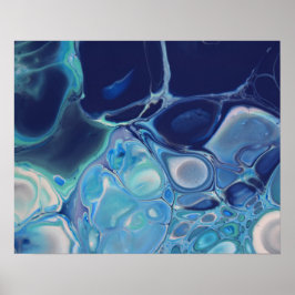 Poster Fluido Azul-Marinho Arte Abstrata Moderna com Rede