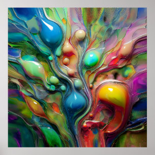 Poster Fluido, Brilhante, Bolhas