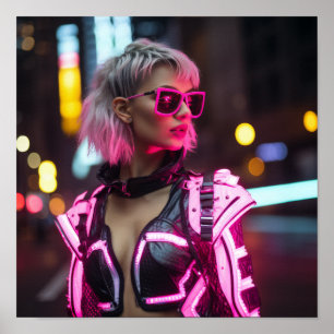 Poster Fluorescente Orgulho Rosa Cyberpunk Outfit 1 - Vib