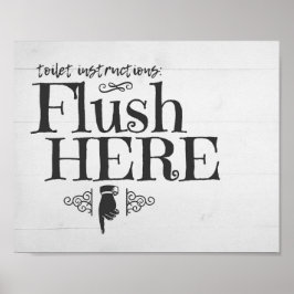 Poster Flush Toilet Funny Bathroom Sinal Wall Art
